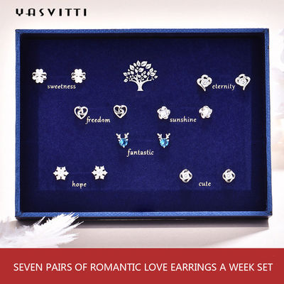 92.5% 1.5g Antler Sterling Silver ชุดเครื่องประดับ SGS Love Earring Set Blue Antler