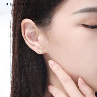 ต่างหูเงินแท้ 0.25oz 0.07 ซม. ต่างหูเงินแท้ชุบทอง 14K