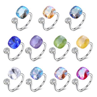 3.43 กรัม 0.5 ซม. ชุดเครื่องประดับเงินแท้ 925 Graduation Open Band Diamond Ring