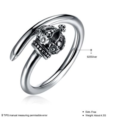 1.39g 17.3mm Crown Shaped Engagement Ring Hypoallergenic Cluster แหวนเงินแท้