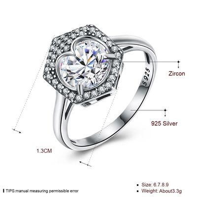 เครื่องประดับหรูหราแหวนแต่งงานคู่ S925 เงินแปดหัวใจแปดลูกศรเพทายแหวนเพชร