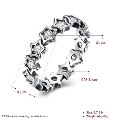 แหวนเงินแท้ 925 ประดับ Cubic Zircon Star Finger Ring สำหรับผู้หญิงเครื่องประดับเงินวันแม่ Gift