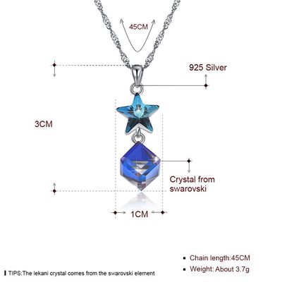 5A 3.7g 45 ซม. Cubic Zirconia Star สร้อยคอ ODM สร้อยคอเพชรเงิน