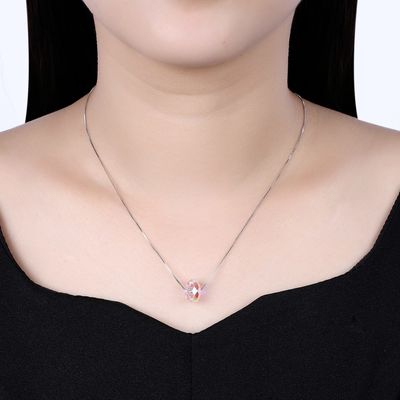 สร้อยคอจี้คริสตัลบอล 43 ซม. สร้อยคอเงินโบราณวาเลนไทน์ 18k SGS