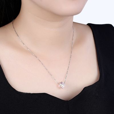 สร้อยคอจี้คริสตัลบอล 43 ซม. สร้อยคอเงินโบราณวาเลนไทน์ 18k SGS