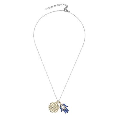 สร้อยคอเงินแท้ 925 ขนาด 17 นิ้ว 1.7 กรัม SGS Flower Devil Eye Necklace
