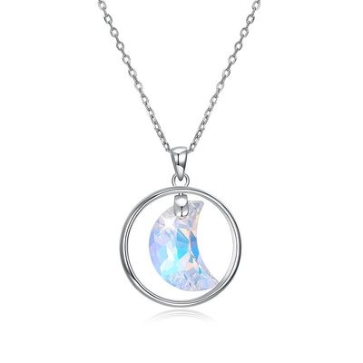 ODM 3.3g 2.8 ซม. สร้อยคอเครื่องประดับเงินแท้ Moon Clavicle Chain Necklace