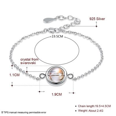 0.64ft 2.4g สร้อยข้อมือเงินแท้ S925 สร้อยข้อมือลูกปัดกลมปรับได้