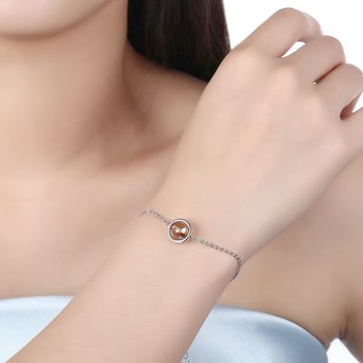 0.64ft 2.4g สร้อยข้อมือเงินแท้ S925 สร้อยข้อมือลูกปัดกลมปรับได้