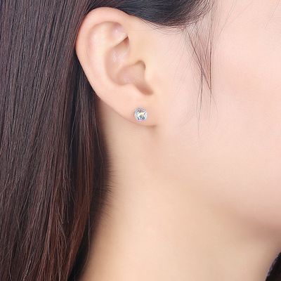 0.6X0.6 ซม. 0.9 กรัมเงินสเตอร์ลิงเครื่องประดับต่างหู Birthstone Ball Stud ต่างหู SGS