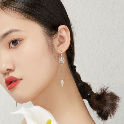 0.26ft 1.2g ต่างหูเครื่องประดับเงินแท้ 3A CZ ต่างหูคริสตัลบอล SGS