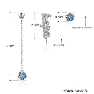 2.3in 3.7g ต่างหูพู่ห้อย Unisex Alloy Drop Diamond Flower Earrings