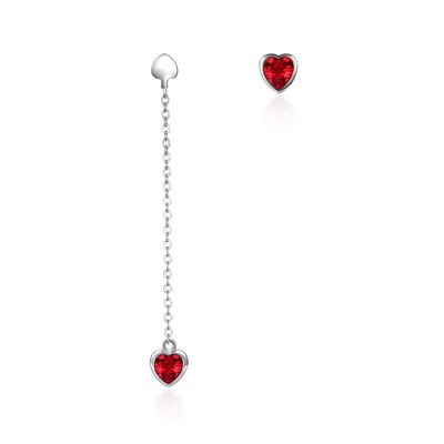 0.58m 3.3g ต่างหูหัวใจเงินแท้ Zircon Long Drop Chain ต่างหู ODM
