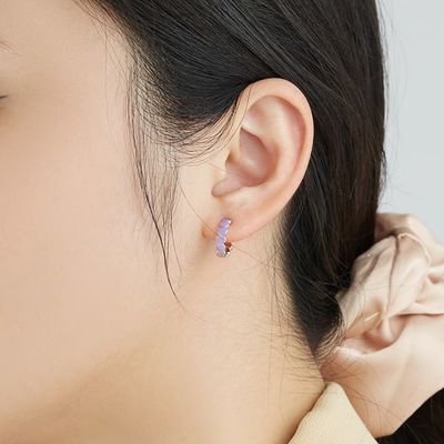 เกลียว CZ 0.85 กรัม 0.15 มม. ต่างหูหัวใจเงินแท้ Heart Studs
