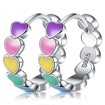 เกลียว CZ 0.85 กรัม 0.15 มม. ต่างหูหัวใจเงินแท้ Heart Studs