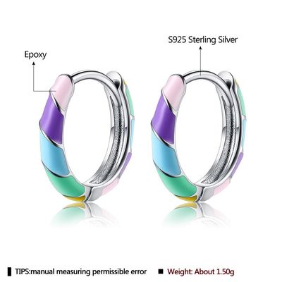2.5x20 มม. 1 กรัมต่างหูเครื่องประดับเงิน S925 ต่างหูห่วงสีสัน ODM