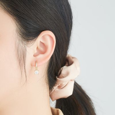 0.67in 2.2g ชุดเครื่องประดับเงินแท้ Platinum Plated CZ Silver Needle Earrings