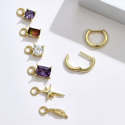 0.67in 2.2g ชุดเครื่องประดับเงินแท้ Platinum Plated CZ Silver Needle Earrings