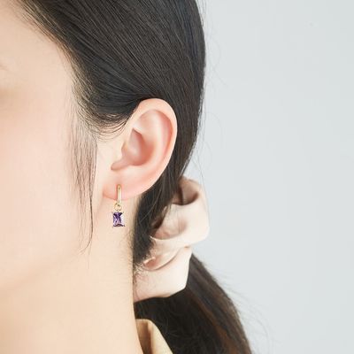 0.67in 2.2g ชุดเครื่องประดับเงินแท้ Platinum Plated CZ Silver Needle Earrings