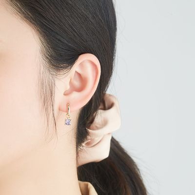 0.67in 2.2g ชุดเครื่องประดับเงินแท้ Platinum Plated CZ Silver Needle Earrings
