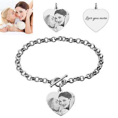 0.8X0.8IN 0.7oz ภาพส่วนบุคคล Charm สร้อยข้อมือ unisex s925 ภาพสร้อยข้อมือแกะสลัก