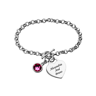 0.72X0.6in 0.7oz เงินสเตอร์ลิงสร้อยข้อมือส่วนบุคคล Stainless Silver S925 Heart Shaped Bracelets