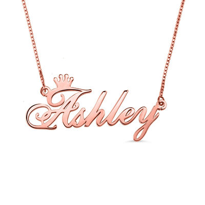 0.07oz 1.8ft สร้อยคอเงินแบบกำหนดเอง OEM unisex Rose Gold Crown สร้อยคอ