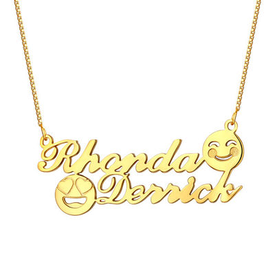 1.8ft 0.07oz Emoji Gold สร้อยคอ S925 Memorial ชื่อเริ่มต้นสร้อยคอ