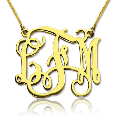 1.8ft 0.07oz สร้อยคอ Monogram ส่วนบุคคลชุบทองสร้อยคอสามตัวอักษร SGS