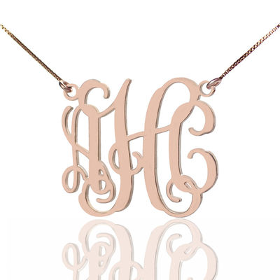 1.8ft 0.07oz สร้อยคอ Monogram ส่วนบุคคลชุบทองสร้อยคอสามตัวอักษร SGS