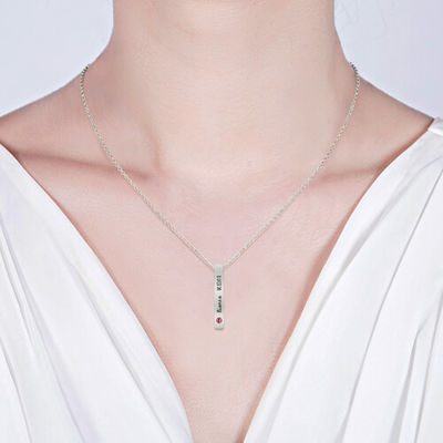 4x4x30mm 0.46oz สร้อยคอเงินแบบกำหนดเองสร้อยคอจี้รูปสี่เหลี่ยมผืนผ้าเงินSGS