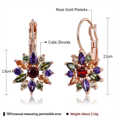 21 มม. คริสตัล 2.14g ต่างหูห่วงแบบกำหนดเอง OEM Dangle Drop Hoop ต่างหู Jewelry