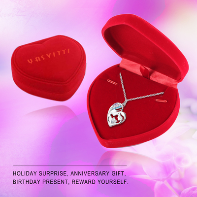 1.92x1.6 ซม. สร้อยคอจี้หัวใจเงินแท้ 925 Double Love Nickel Free