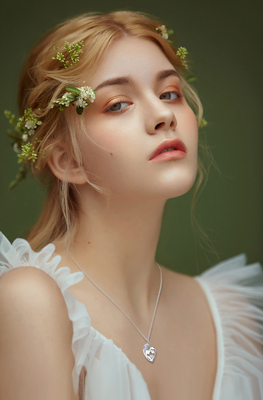 1.92x1.6 ซม. สร้อยคอจี้หัวใจเงินแท้ 925 Double Love Nickel Free