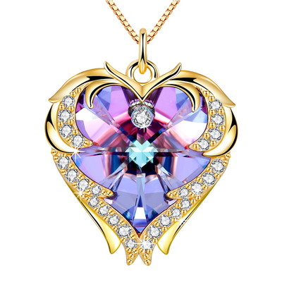 18 นิ้ว 8.2 สร้อยคอ Austrian crystal สร้อยคอหัวใจใหญ่คริสตัล Rose Gold สีสันคริสตัลสร้อยคอสตรี Gold
